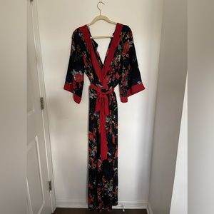 Plus Size Kimono Style Pants Jumpsuit Floral